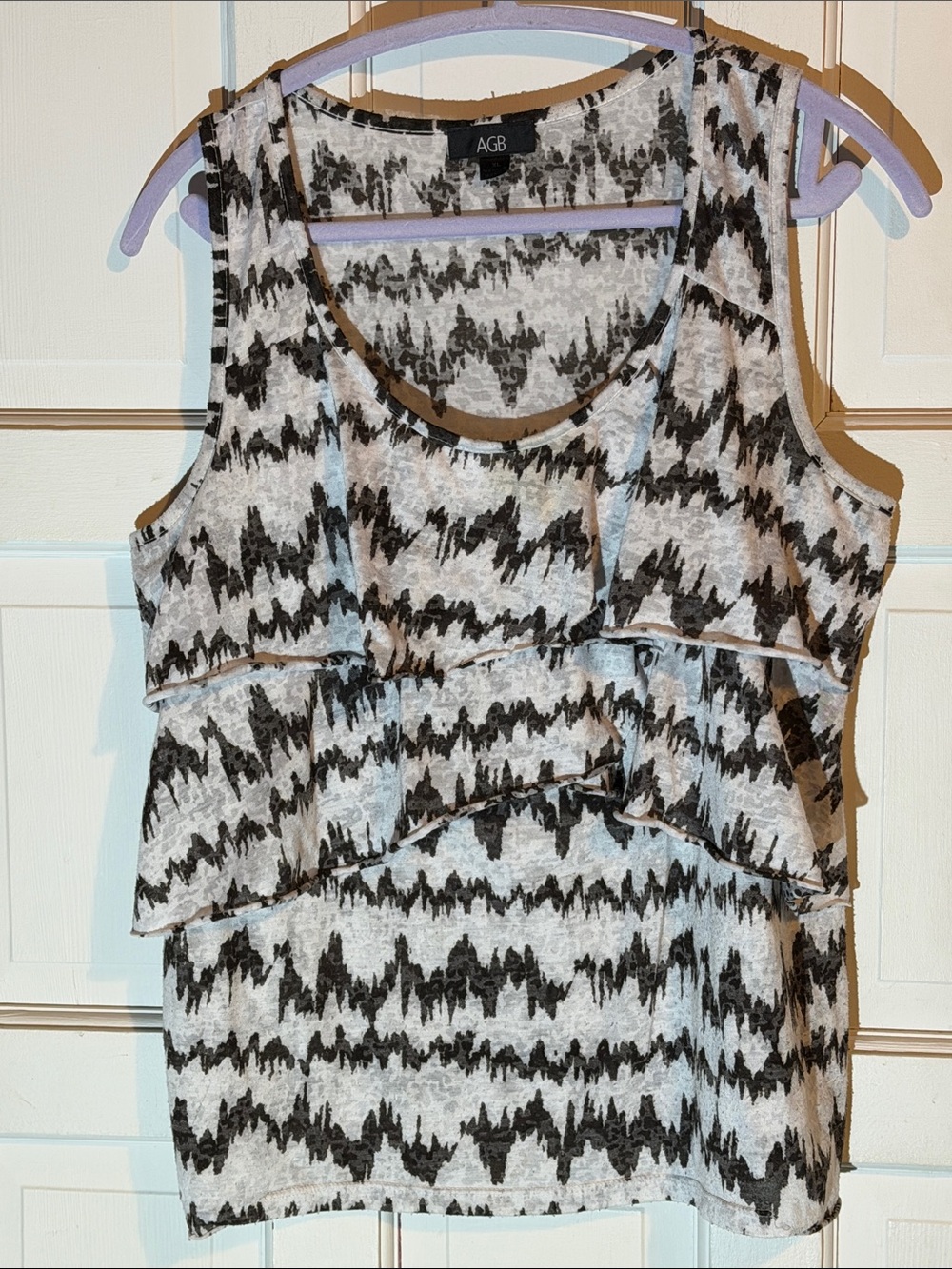AGB Brown & White Patterned Sleeveless Top